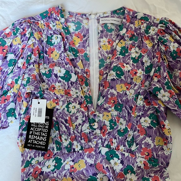 NWT Faithfull the Brand | Marie-Louise Floral Puff Sleeve Midi Dress Size 2 / XS - Picture 6 of 10
